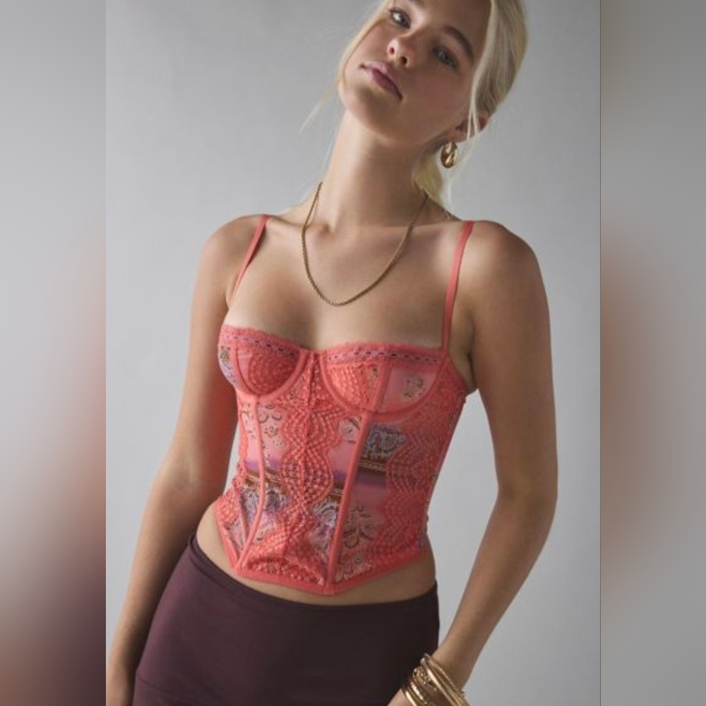 UO Lace Trim Corset Top